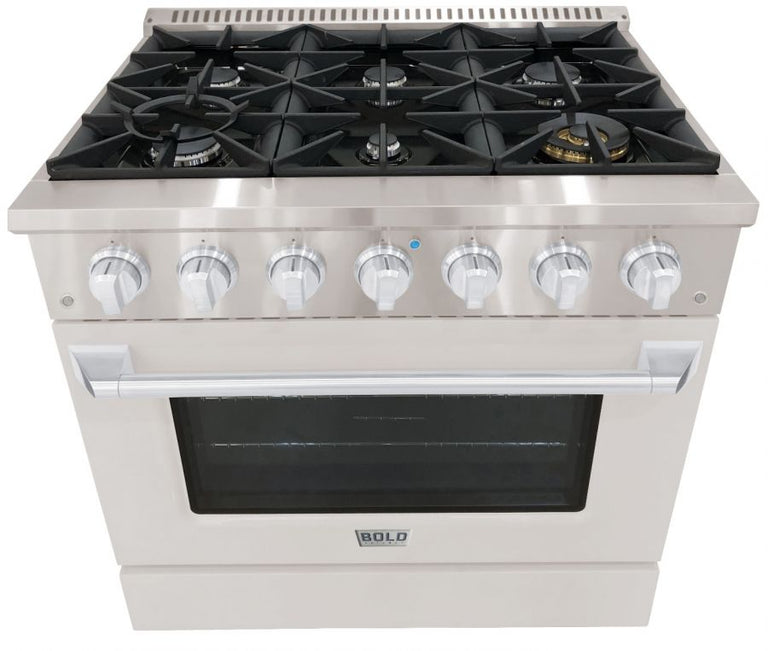 Hallman 36 In. Propane Gas Range, Stainless Steel with Chrome Trim - Bold Series, HBRG36CMSS-LP