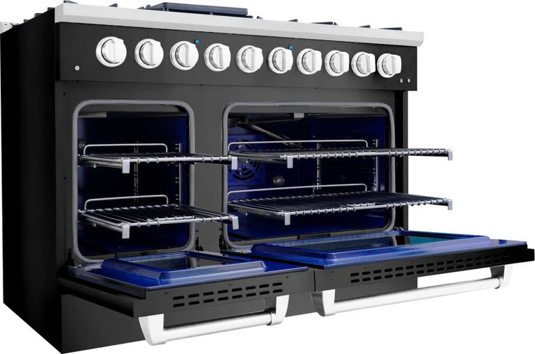 Hallman 48 In. Propane Gas Range, Black Titanium with Chrome Trim - Bold Series, HBRG48CMBT-LP