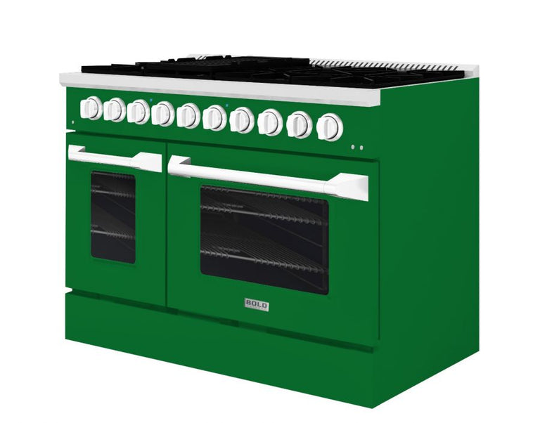 Hallman 48 In. Propane Gas Range, Emerald Green with Chrome Trim - Bold Series, HBRG48CMGN-LP