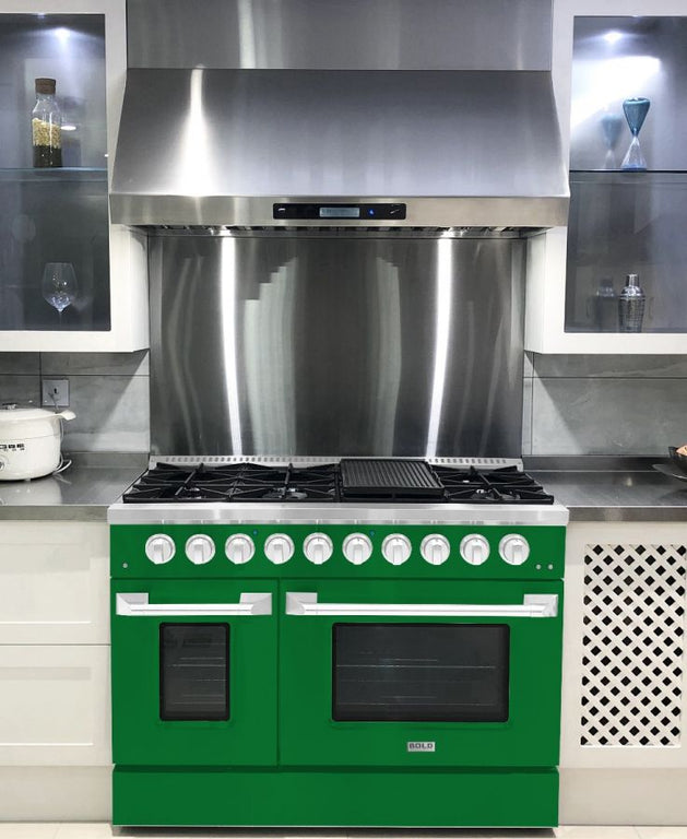 Hallman 48 In. Propane Gas Range, Emerald Green with Chrome Trim - Bold Series, HBRG48CMGN-LP