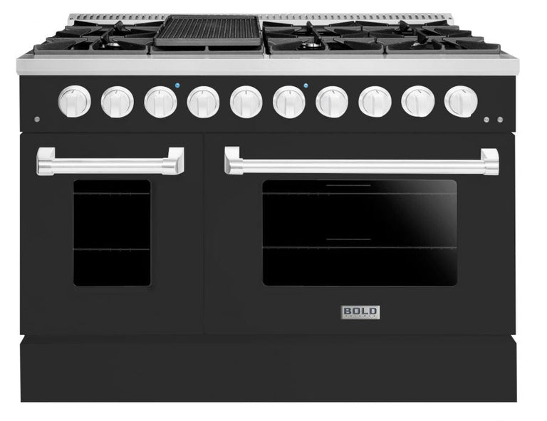 Hallman 48 In. Propane Gas Range, Matte Graphite with Chrome Trim - Bold Series, HBRG48CMMG-LP
