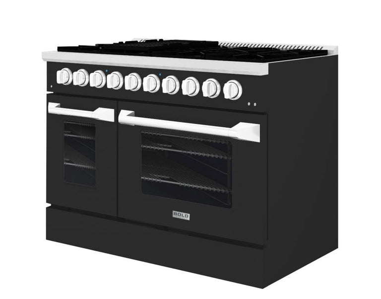 Hallman 48 In. Propane Gas Range, Matte Graphite with Chrome Trim - Bold Series, HBRG48CMMG-LP