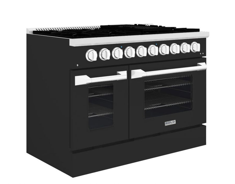 Hallman 48 In. Propane Gas Range, Matte Graphite with Chrome Trim - Bold Series, HBRG48CMMG-LP