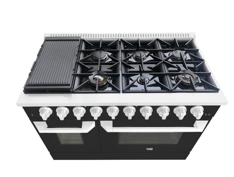 Hallman 48 In. Propane Gas Range, Matte Graphite with Chrome Trim - Bold Series, HBRG48CMMG-LP