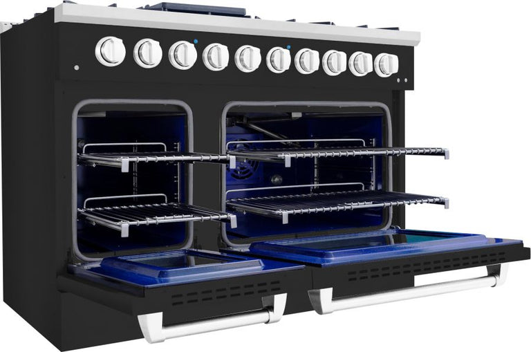 Hallman 48 In. Propane Gas Range, Matte Graphite with Chrome Trim - Bold Series, HBRG48CMMG-LP