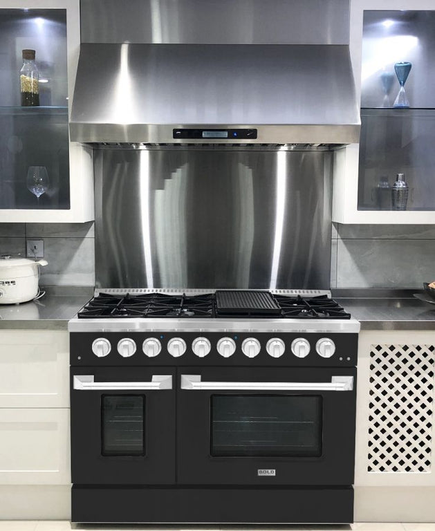 Hallman 48 In. Propane Gas Range, Matte Graphite with Chrome Trim - Bold Series, HBRG48CMMG-LP