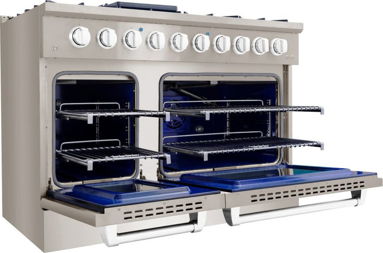 Hallman 48 In. Gas Range, Stainless Steel with Chrome Trim - Bold Series, HBRG48CMSS