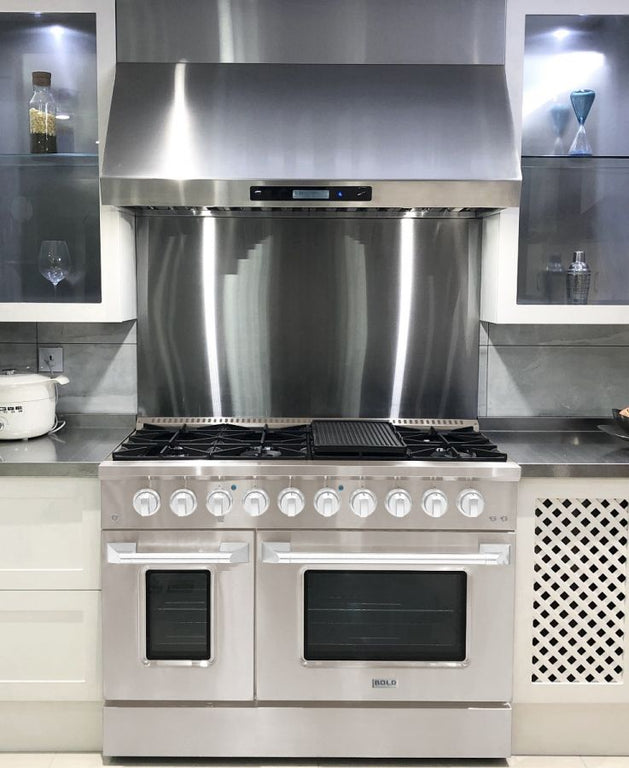 Hallman 48 In. Gas Range, Stainless Steel with Chrome Trim - Bold Series, HBRG48CMSS
