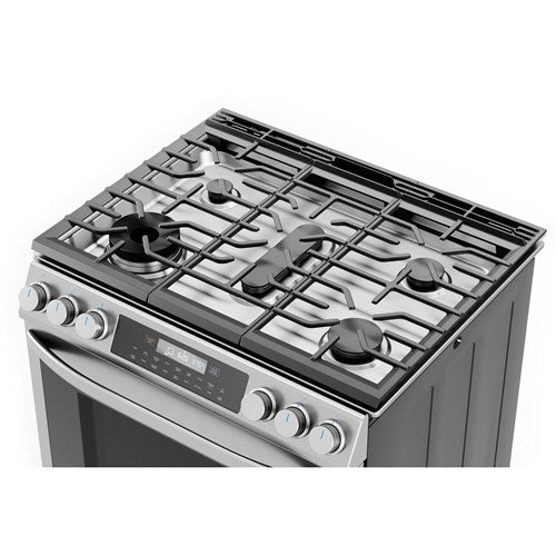 Midea 30 In. Slide-In Gas Range with 6.1 cu. ft. Self-Cleaning Oven in Stainless Steel, MGS30S2AST