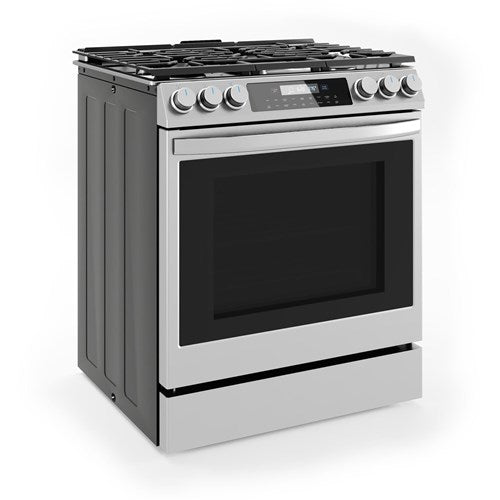 Midea 30 In. Slide-In Gas Range with 6.1 cu. ft. Self-Cleaning Oven in Stainless Steel, MGS30S2AST