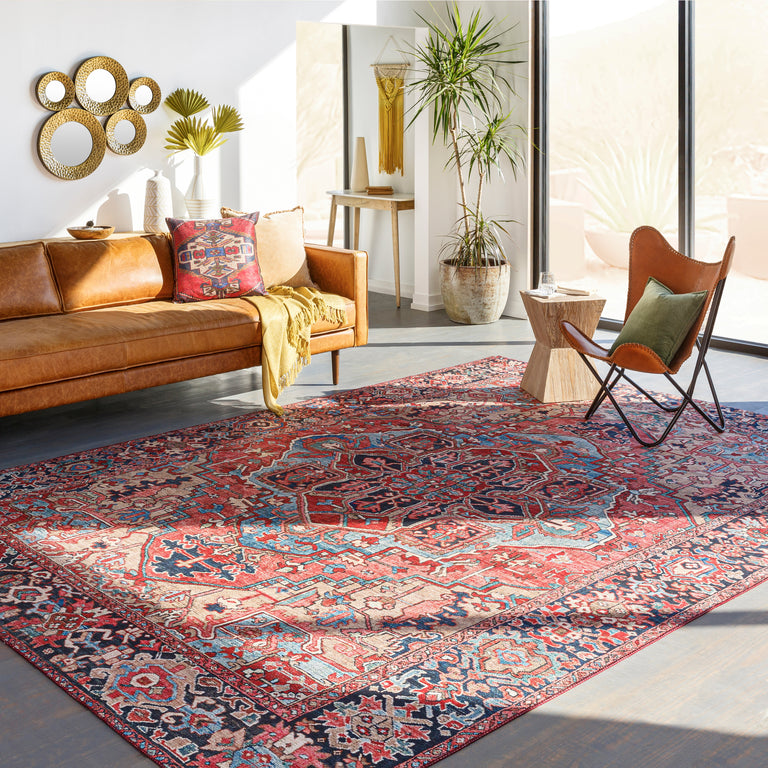 Surya Iris Traditional Rug - 8 x 10 feet, Bright Red, IRS2310-7696