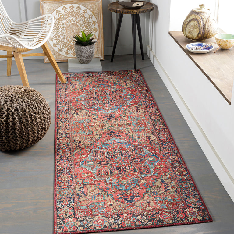 Surya Iris Traditional Rug - 2.7 x 16 feet, Bright Red, IRS2310-2716