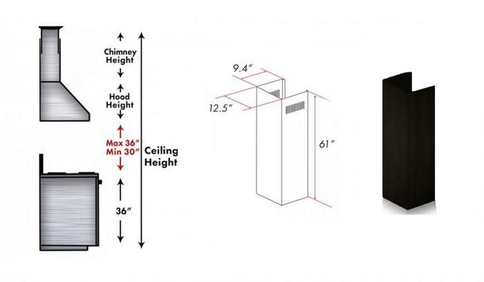 ZLINE 61 in. Wooden Chimney Extension for Ceilings up to 12.5 ft, KBCC-E