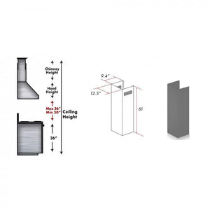 ZLINE 61 in. Wooden Chimney Extension for Ceilings up to 12.5 ft, KBUU-E