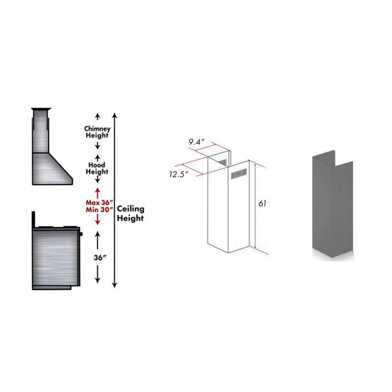 ZLINE 61 in. Wooden Chimney Extension for Ceilings up to 12.5 ft, KBUU-E