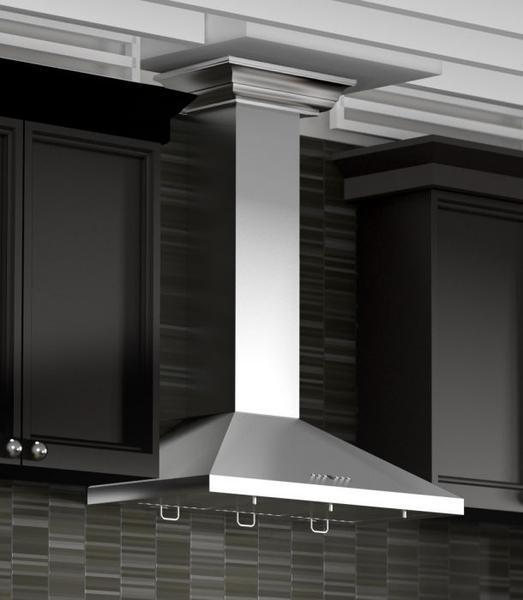 ZLINE 42 in. Convertible Vent Wall Mount Range Hood in Stainless Steel with Crown Molding, KL2CRN-42