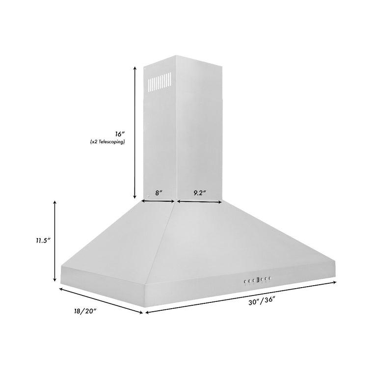 ZLINE 36 in. Convertible Vent Wall Mount Range Hood in Stainless