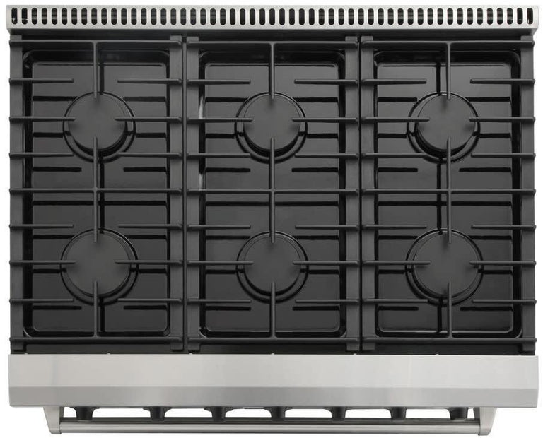 Thor Kitchen 36 in. 6.0 Cu. Ft Professional Natural Gas Range in Stainless Steel, LRG3601U | Premium Home Source