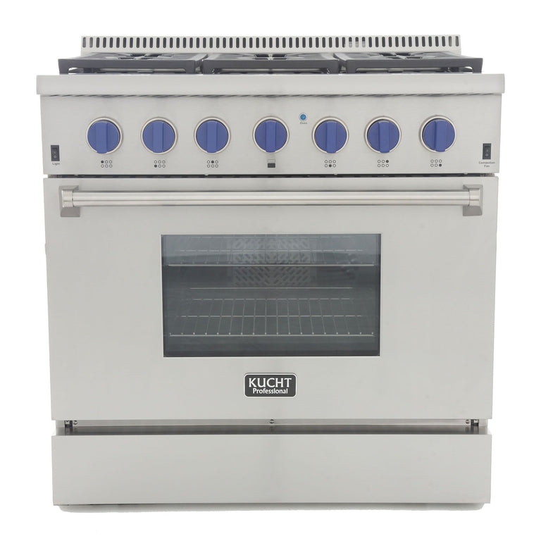 Kucht Professional 36 in. 5.2 cu ft. Natural Gas Range with Silver Knobs, KRG3618U-S