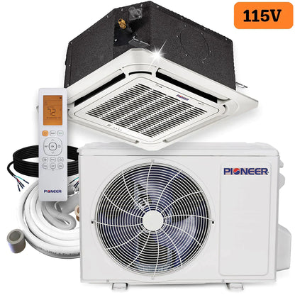 Pioneer® 12,000 BTU 21.5 SEER 115V SEER 8-Way Compact Cassette Mini-Split Air Conditioner Heat Pump System with 16 ft. Line Sets, CYB012AMFILCAD-16