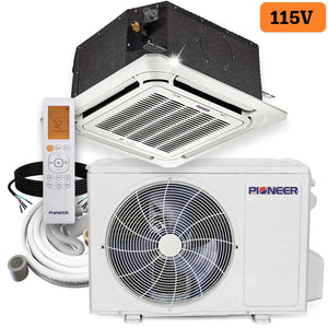 Pioneer® 12,000 BTU 21.5 SEER 115V SEER 8-Way Compact Cassette Mini-Split Air Conditioner Heat Pump System with 50 ft. Line Sets, CYB012AMFILCAD-50