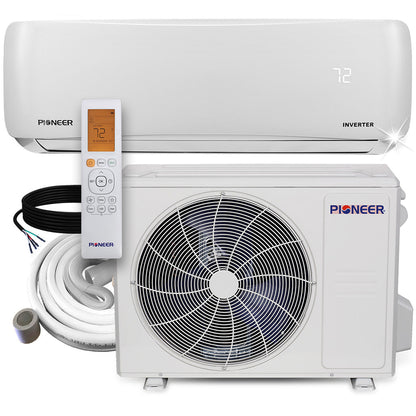 Pioneer® 18,000 BTU 19 SEER 230V Ductless Mini-Split Inverter + Air Conditioner Heat Pump System with 50 ft. Line Sets, WYS018GMFI20RL-50