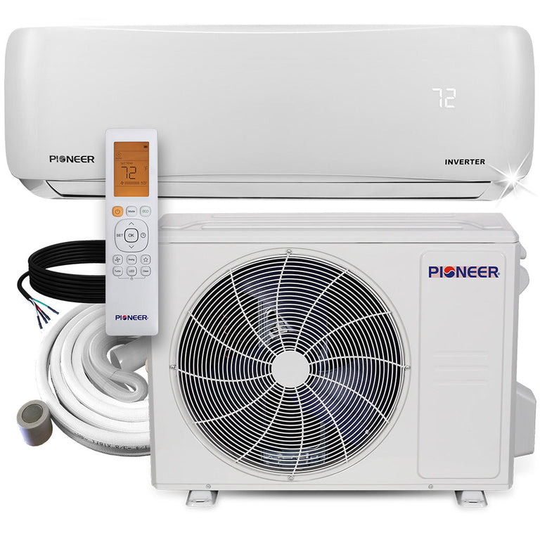 Pioneer® 24,000 BTU 21 SEER 230V Ductless Mini-Split Inverter++ Air Conditioner Heat Pump System with 33 ft. Line Sets, WYS024GMFI22RL-33