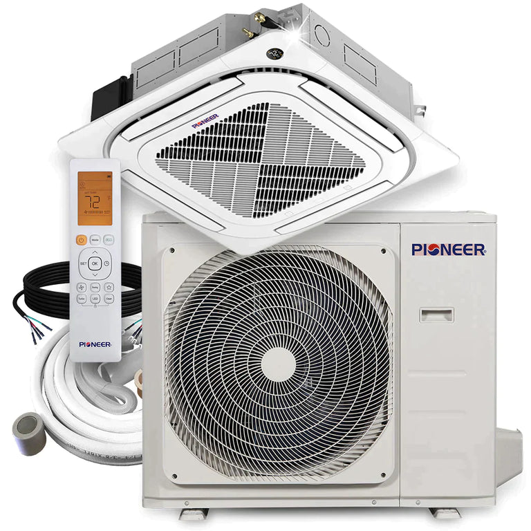 Pioneer® 36,000 BTU 18.2 SEER 8-Way Slim Cassette Mini-Split Air Conditioner Heat Pump System with 50 ft. Line Sets, CYB036GMFILCBD-50