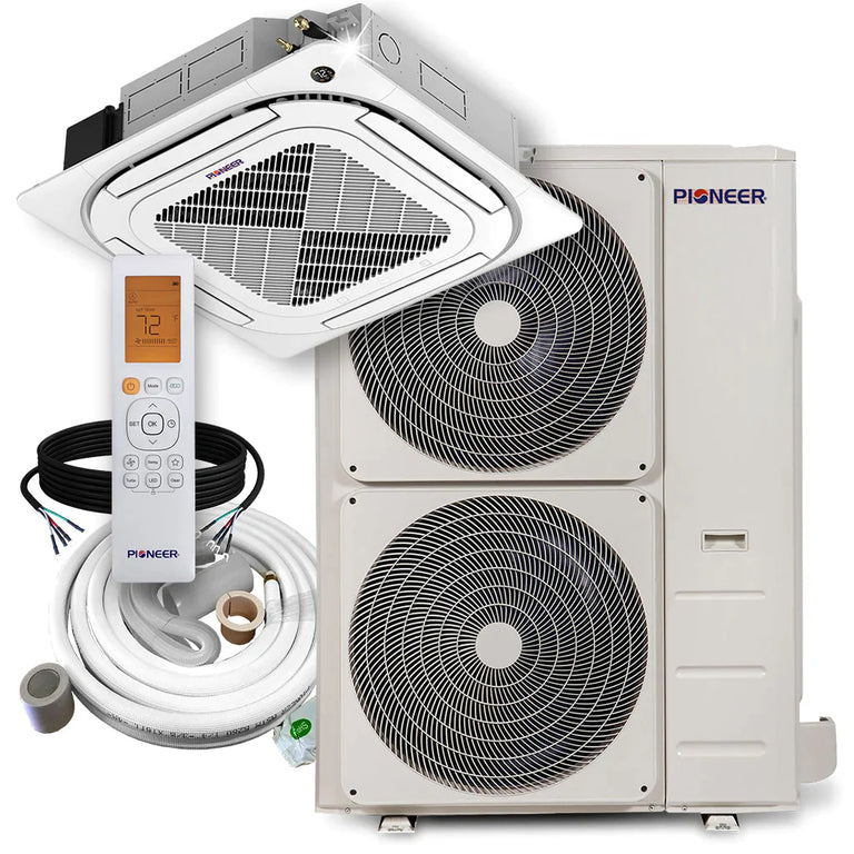 Pioneer® 48,000 BTU 17.8 SEER 8-Way Slim Cassette Mini-Split Air Conditioner Heat Pump System with 50 ft. Line Sets, CYB048GMFILCBD-50