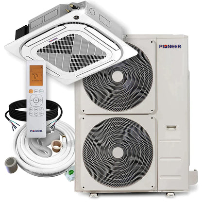 Pioneer® 48,000 BTU 17.8 SEER 8-Way Slim Cassette Mini-Split Air Conditioner Heat Pump System with 33 ft. Line Sets, CYB048GMFILCBD-33
