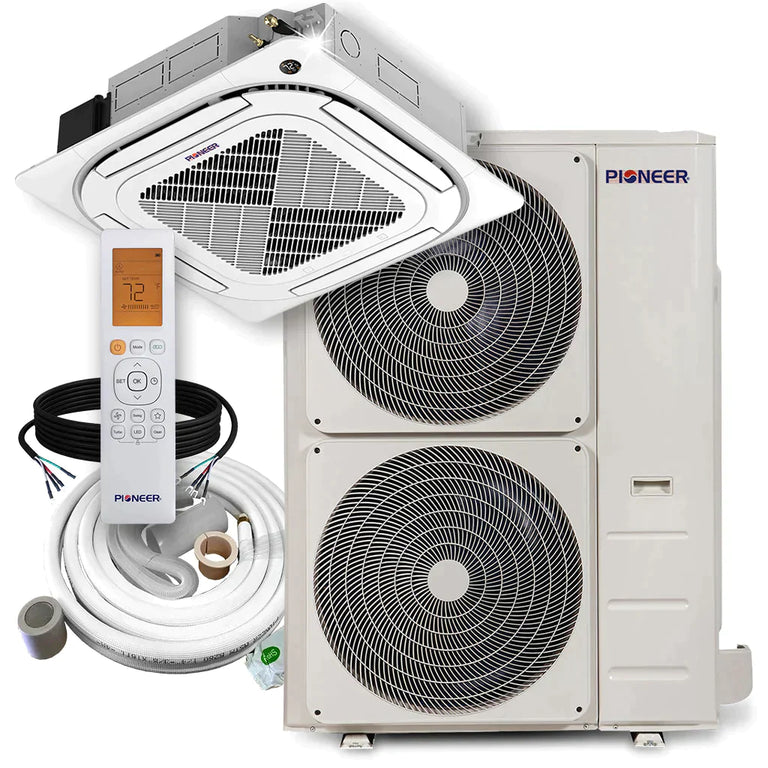 Pioneer® 48,000 BTU 17.8 SEER 8-Way Slim Cassette Mini-Split Air Conditioner Heat Pump System with 33 ft. Line Sets, CYB048GMFILCBD-33