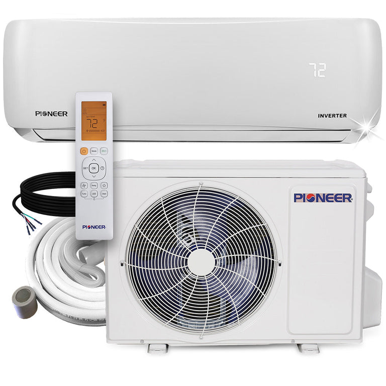 Pioneer® 9,000 BTU 20.5 SEER 115V Ductless Mini-Split Inverter + Air Conditioner Heat Pump System with 16 ft. Line Sets, WYS009AMFI20RL-16