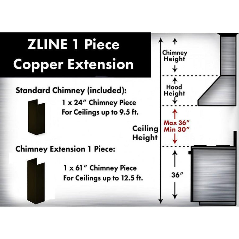 ZLINE 5 ft. Chimney Extension for Ceilings up to 12.5 ft., 8667B-E