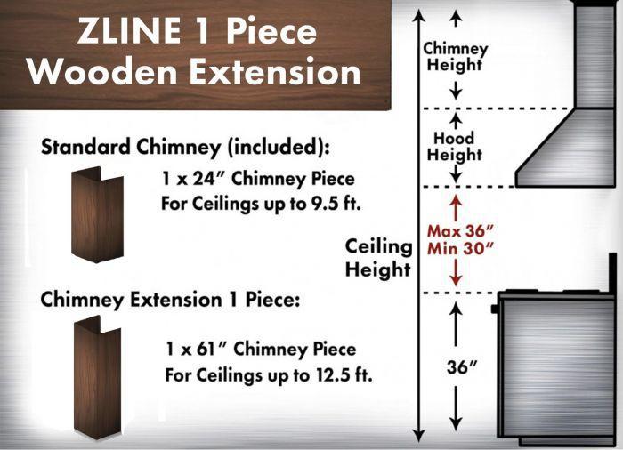 ZLINE 61 in. Wooden Chimney Extension for Ceilings up to 12.5 ft, KBAR-E