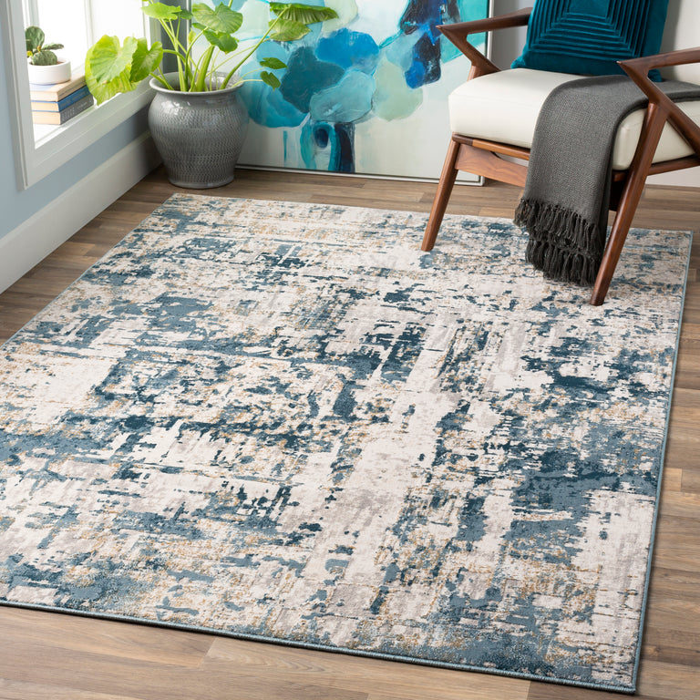 Surya Quatro Modern Rug - 7 x 9 feet, Denim, QUA2303-6796