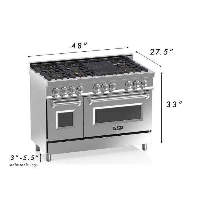 ZLINE 48 in. Professional Gas Burner/Electric Oven Stainless Steel 6.0 cu.ft. 7 Range - White Matte Door, RA-WM-48