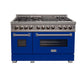ZLINE 48 in. Professional Gas Burner/Electric Oven DuraSnow® Stainless 6.0 cu.ft. 7 Range with Blue Matte Door, RAS-BM-48
