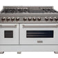 ZLINE 48 in. Professional Gas Burner/Electric Oven DuraSnow® Stainless 6.0 cu.ft. 7 Range with White Matte Door, RAS-WM-48