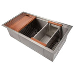 ZLINE Designer Series 33 Inch Undermount Single Bowl Ledge Sink in Stainless Steel with Accessories, SLS-33