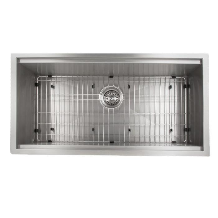 ZLINE Designer Series 33 Inch Undermount Single Bowl Ledge Sink in Stainless Steel with Accessories SLS-33-8