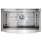 ZLINE 33 in. Moritz Farmhouse Apron Mount Single Bowl Stainless Steel Kitchen Sink with Bottom Grid and Accessories, SLSAP-33
