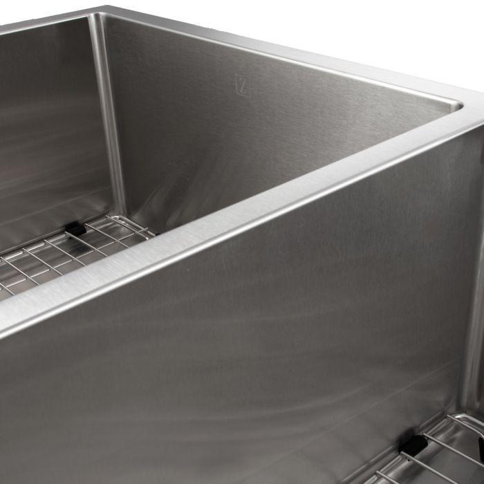 ZLINE Executive Series 33 Inch Undermount Double Bowl Sink in Stainless Steel SR60D-33-4