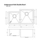 ZLINE 32 in. Jackson Undermount Double Bowl DuraSnow® Stainless Steel Kitchen Sink with Bottom Grid, SRDL-32S