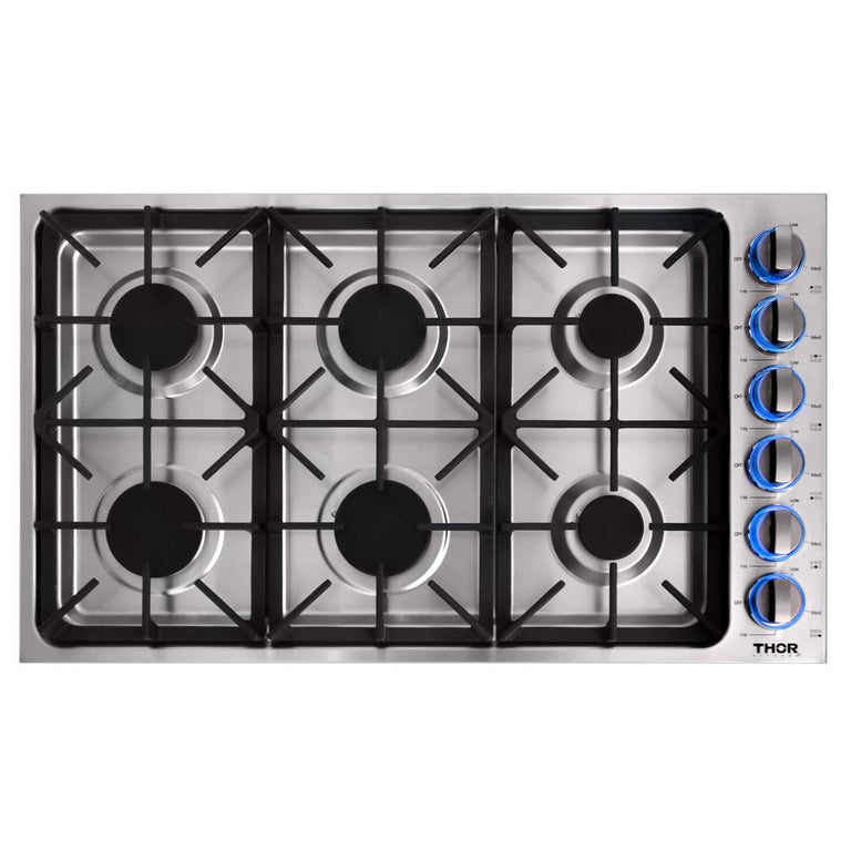 Thor 36 in. Drop-in Natural Gas Cooktop in Stainless Steel