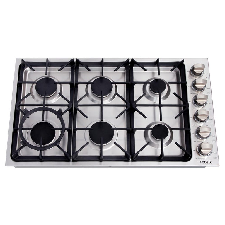 36 Inch Professional Drop-In Gas Cooktop with Six Burners in