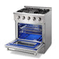 THOR Kitchen 30 in. Natural Gas Burner/Electric Oven Range in Stainless Steel, HRD3088U