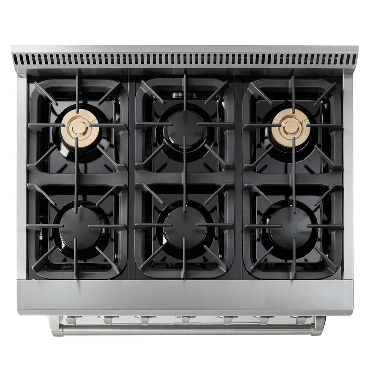 Thor Kitchen Package - 36" Propane Dual Fuel Range, Range Hood, Dishwasher, Refrigerator with Water and Ice Dispenser, AP-HRD3606ULP-10