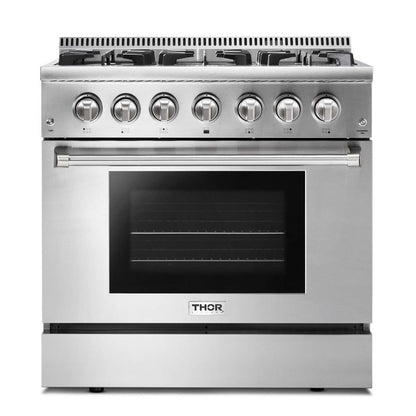 THOR Kitchen 36 in. Propane Gas Burner/Electric Oven Range in Stainless Steel, HRD3606ULP