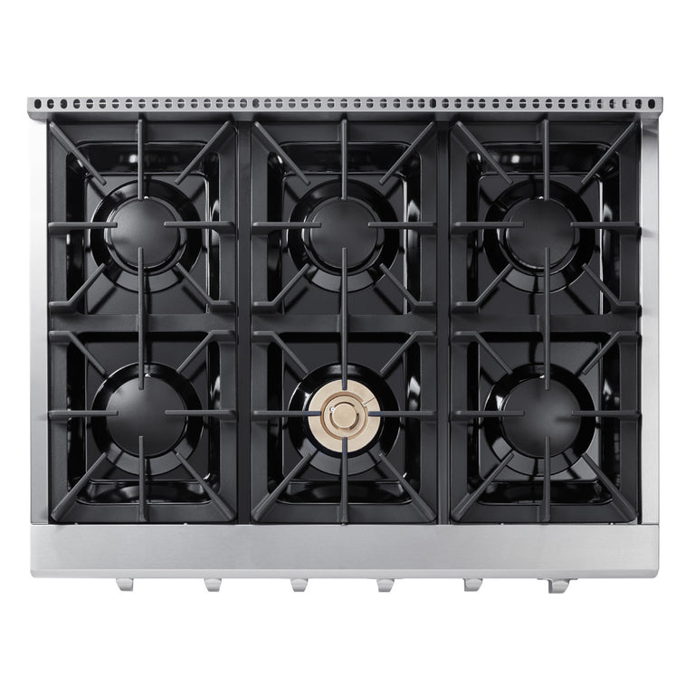 Thor Kitchen 36 in. Gas Cooktop in Stainless Steel with 6 Burners, HRT3618U | Premium Home Source