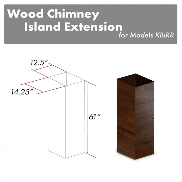 ZLINE 61 in. Wooden Chimney Extension for Ceilings up to 12.5 ft., KBiRR-E